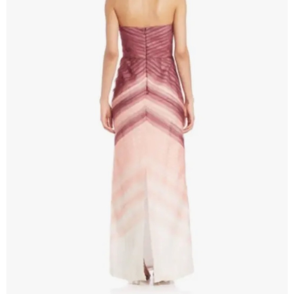 Parker Pink Silk Tiered Ombre Chiffon Strapless Sweetheart Prom Gown Maxi Dress - Picture 2 of 14